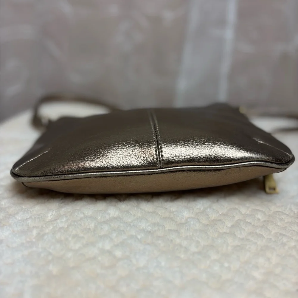 Calvin Klein Gold Metallic Faux Leather Crossbody Purse